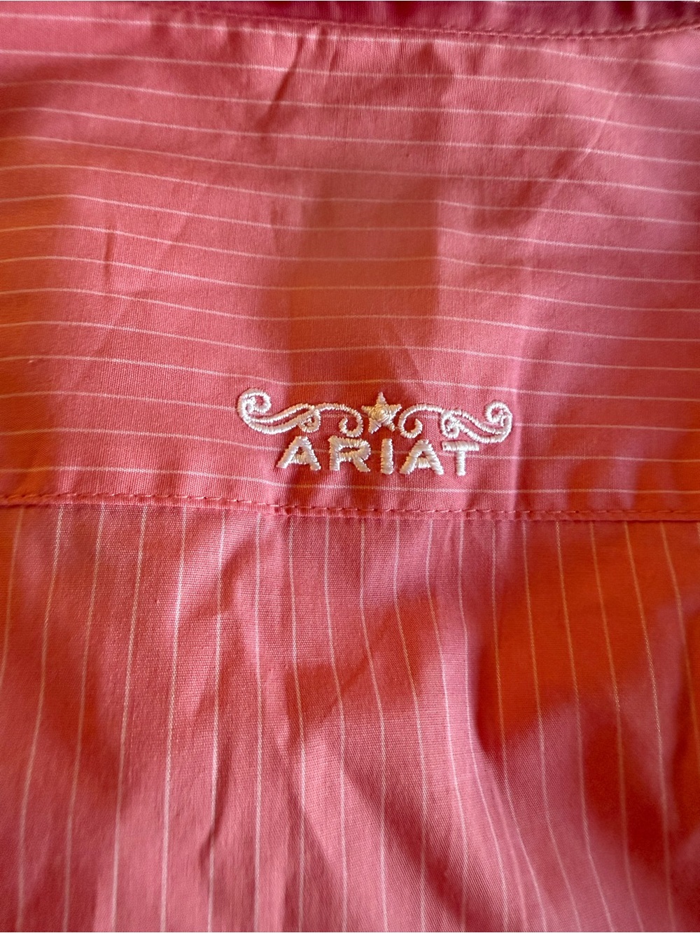 Ariat womens Pink Striped Stretch Wrinkle-Resistant Button-Down Shirt - Picture 9 of 9